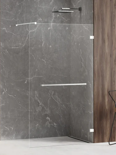 New Trendy Avexa White kabina walk-in z relingiem 100x200 szkło 8mm, profil biały mat EXK-2953