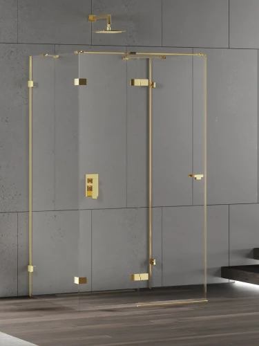 New Trendy Eventa Gold Shine kabina prysznicowa prostokątna (przyścienna) 100x80 cm, prawa kolor złoty połysk (gold shine) EXK-4805