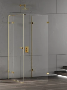 New Trendy Eventa Gold Shine kabina prysznicowa prostokątna (przyścienna) 100x90 cm, lewa kolor złoty połysk (gold shine) EXK-4826