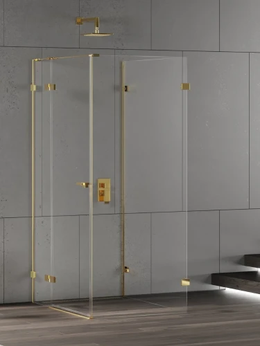 New Trendy Eventa Gold Shine kabina prysznicowa prostokątna (przyścienna) 100x90 cm, lewa kolor złoty połysk (gold shine) EXK-4826