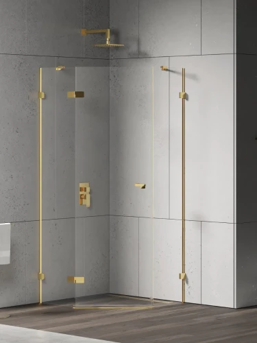New Trendy Eventa Gold Shine kabina prysznicowa pięciokątna 90x90 cm, lewa kolor złoty połysk (gold shine) EXK-4834