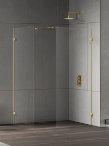 New Trendy Eventa Gold Shine kabina walk-in U prostokątna 140x100 cm,  kolor złoty połysk (gold shine) EXK-4882
