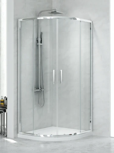 New Trendy New Praktic kabina prysznicowa półokrągłą R55 (promień zaokrąglenia R-55) 90x90cm, podwójne drzwi przesuwne kolor chrom K-0576
