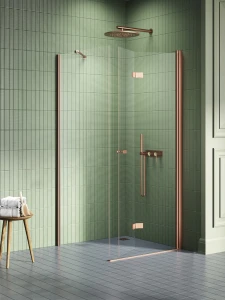 New Trendy New Soleo Copper Brushed kabina prostokątna 90x80cm, wersja lewa pojedyncze drzwi składane  kolor miedź szczotkowana (Copper Brushed) K-2040