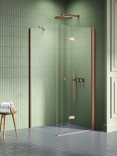 New Trendy New Soleo Copper Brushed kabina prostokątna 90x80cm, wersja lewa pojedyncze drzwi składane kolor miedź szczotkowana (Copper Brushed) K-2040