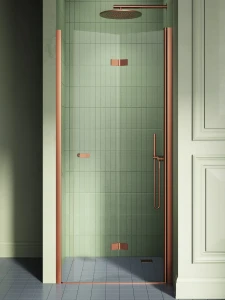 New Trendy New Soleo Copper Brushed drzwi prysznicowe wnękowe 100x195cm, wersja lewa pojedyncze drzwi składane  kolor miedź szczotkowana (Copper Brushed) D-0505A