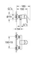 Grohe BauEdge bateria prysznicowa ścienna, kolor chrom 23333000 rysunek techniczny