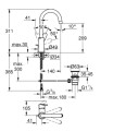 Grohe BauEdge bateria umywalkowa nablatowa rozmiar L, kolor chrom 23760000 rysunek techniczny