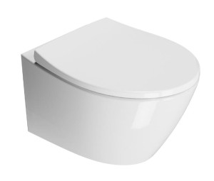 GSI Ceramica Modo Swirlflush New zestaw miska WC bezrantowa 52cm z deską wolnoopadającą Slim, kolor biały 981611+MS98C11+FISR2