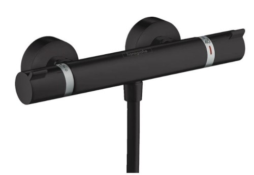 Czarna bateria prysznicowa z termostatem Hansgrohe Ecostat 13116670