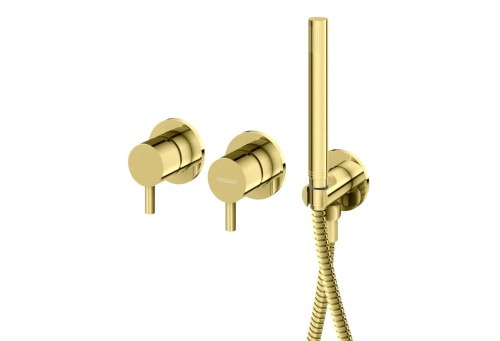 Kohlman Axel Gold bateria wannowo-prysznicowa podtynkowa (dwa wyjścia wody), kolor złoty połysk (gold) QW260AGD