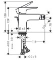 Hansgrohe Talis E bateria bidetowa z kompletem odpływowym, kolor brąz szczotkowany 71720140 rysunek techniczny
