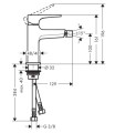 Hansgrohe Metropol bateria bidetowa z korkiem, kolor brąz szczotkowany 32520140 rysunek techniczny