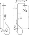Hansgrohe Vernis Blend zestaw prysznicowy termostatyczny 200 EcoSmart, kolor czarny mat 26089670 rysunek techniczny