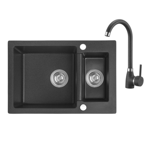 Zlewozmywak z baterią Laveo Celia 760x480mm, kolor czarny SBC_730T