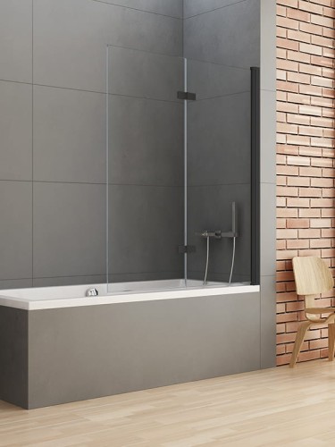 New Trendy NEW SOLEO BLACK parawan nawannowy łamany, czarne profile, 100x140 cm, lewy P-0041
