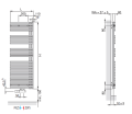 Zehnder Forma Asym grzejnik łazienkowy 1441x596 mm, LFAL-150-060-05 rysunek techniczny