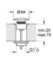 Grohe korek klik-klak do umywalki z przelewem, kolor złoty (cool sunrise) 65807GL0 rysunek techniczny