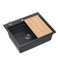 Quadron Kurt 110 zlewozmywak kuchenny granitowy 59,5x50x21,5 z akcesoriami, kolor czarny HCQK5052CZK