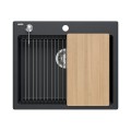 Quadron Kurt 110 zlewozmywak kuchenny granitowy 59,5x50x21,5 z akcesoriami, kolor czarny HCQK5052CZK