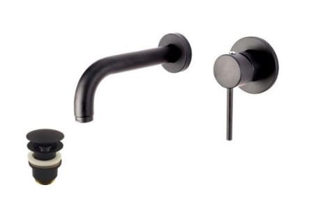 Emmevi Piper bateria umywalkowa podtynkowa z korkiem klik-klak, wylewka 18 cm, kolor czarny mat  45055-18KNO