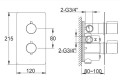 Kohlman Experience Black bateria wannowo-prysznicowa z termostatem podtynkowa, kolor czarny-mat QW433EB rysunek techniczny