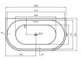 Besco Vica New wanna wolnostojąca przyścienna 160x80cm, syfon czyszczony od góry biały #WAS-160VNBI  rysunek techniczny