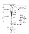 Grohe Essence bateria umywalkowa stojąca rozmiar M, kolor grafit (hard graphite) 24173A01 rysunek techniczny