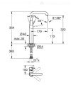 Grohe Essence bateria umywalkowa stojąca rozmiar XL, kolor grafit (hard graphite) 24170A01 rysunek techniczny