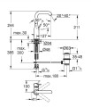Grohe Essence bateria umywalkowa stojąca rozmiar L, kolor grafit (hard graphite) 32628A01 rysunek techniczny