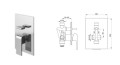 Kohlman Saxo zestaw prysznicowy podtynkowy z deszczownicą 40cm i słuchawką, kolor chrom QW210SQ40 rysunek techniczny
