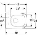 Zestaw miska z deską Geberit Smyle Square Rimfree 49cm 500.379.01.1+500.688.01.1