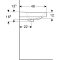 Geberit Smyle Square umywalka meblowa 90 cm, bez otworu, z przelewem, 500.250.01.1 rysunek techniczny