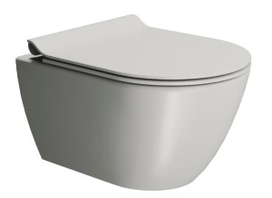 GSI Ceramica Pura zestaw miska bezrantowa 50x36 cm z deską wolnoopadającą (z mocowaniami FISR2) kolor popielaty / szary (cenere mat) 881617+ MS86CSN17+FISR2 