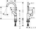 Hansgrohe Logis bateria umywalkowa z obrotową wylewką, kolor czarny mat 71131670 rysunek techniczny