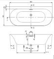 Villeroy&Boch Loop & Friends wanna przyścienna 180x80 cm, kolor biały Weiss Alpin UBA180LOF9CS00V-01 rysunek techniczny