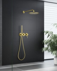 Blue Water Boston zestaw natryskowy podtynkowy PVD kolor złoty szampański BOS-ZKP.350-Z