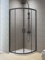 Kabina półokrągła New Trendy New Varia Black 90x90x190cm, drzwi podwójne przesuwne profile czarny-mat K-0566