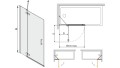 Sanplast Free Line II parawan nawannowy 90 cm, profil chrom 600-261-0540-42-401  rysunek techniczny