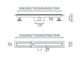 Rea Neox odpływ liniowy odwracalny 100 cm, kolor czarny mat REA-G6605 rysunek techniczny