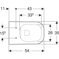 Geberit Smyle Square Rimfree miska WC wisząca, kolor biały 500.208.01.1 rysunek techniczny