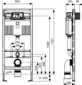 Teceprofil stelaż podtynkowy do WC H-112 ze spłuczką UNI, 9300302 rysunek techniczny