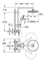 Grohe Tempesta zestaw natryskowy termostatyczny, deszczownica 250mm, kolor chrom 26670001 rysunek techniczny