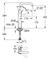 Grohe Essence bateria umywalkowa wysoka rozmiar XL, kolor brushed hard graphite 32901AL1  rysunek techniczny