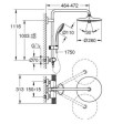 Grohe Euphoria system 260 zestaw natryskowy termostatyczny, kolor czarny mat (phantom black) 27615KF2 rysunek techniczny
