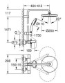 Grohe Tempesta zestaw natryskowy termostatyczny z wylewką wannową, kolor czarny mat 266722431 rysunek techniczny