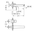 Grohe Eurosmart bateria umywalkowa podtynkowa, kolor czarny mat 293382433 rysunek techniczny