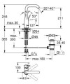 Grohe Essence bateria umywalkowa stojąca rozmiar L, kolor złoty szczotkowany (brushed warm sunset) 24174DL1 rysunek techniczny