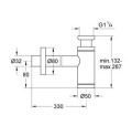 Grohe syfon umywalkowy, kolor złoty szczotkowany (brushed warm sunset) 28912DL0 rysunek techniczny
