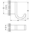 Grohe Selection wieszak, kolor złoty szczotkowany (brushed warm sunset) 41039DL0 rysunek techniczny